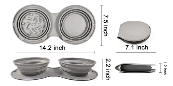 Mikopet Katlanabilir İkili Mama ve Su Kabı - 5