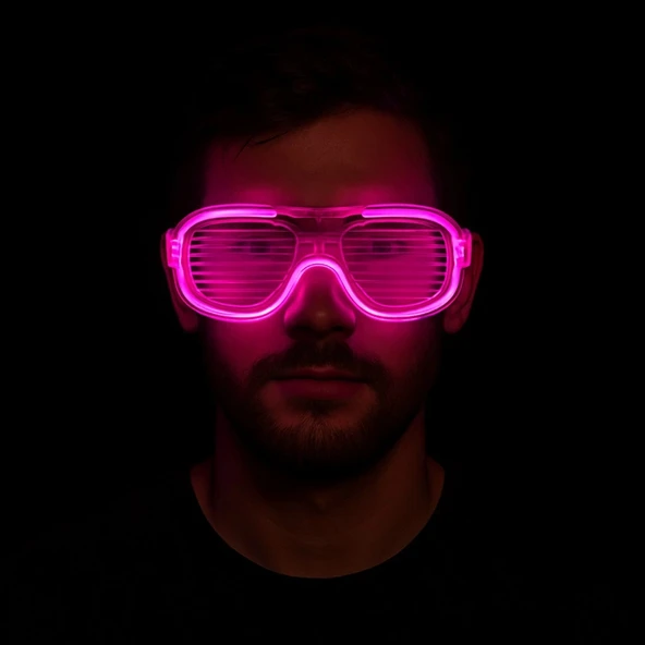 Pembe Led Işıklı Parti Gözlüğü - Neon 3 Modlu - 3