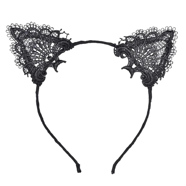 MDB Siyah Kedi Dantel Taç + Eldiven Seti – Parti, Dans ve Kostüm Kombini - Resim 3