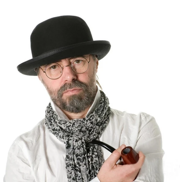 Siyah Renk Yetişkin Boy Retro Bowler Derby Şapkası 58 cm - 2