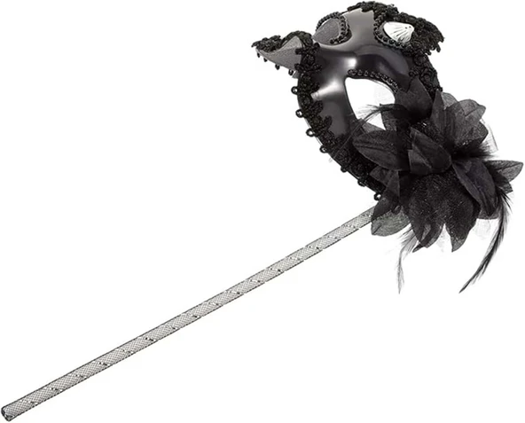 MDB Siyah Işıltılı Tutmalı Fotoğraf Çekimi Maskesi - Resim 4