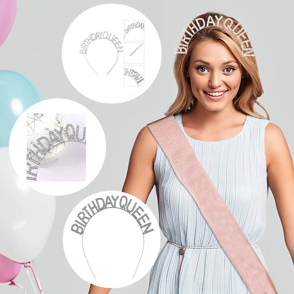 MDB Birthday Queen Yazılı Kraliçe Taç - Resim 2