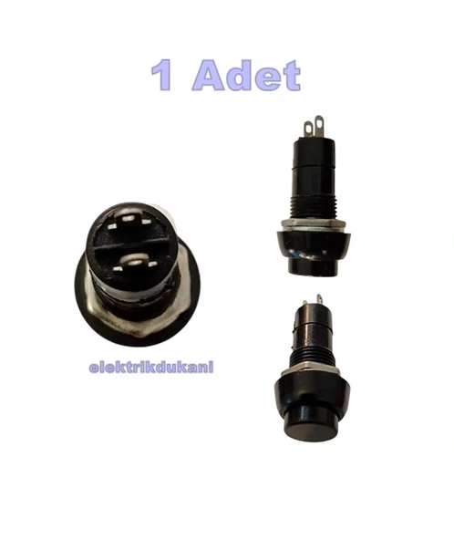 ENDER Plastik SİYAH Yuvarlak Yaylı Buton Anahtar 12mm