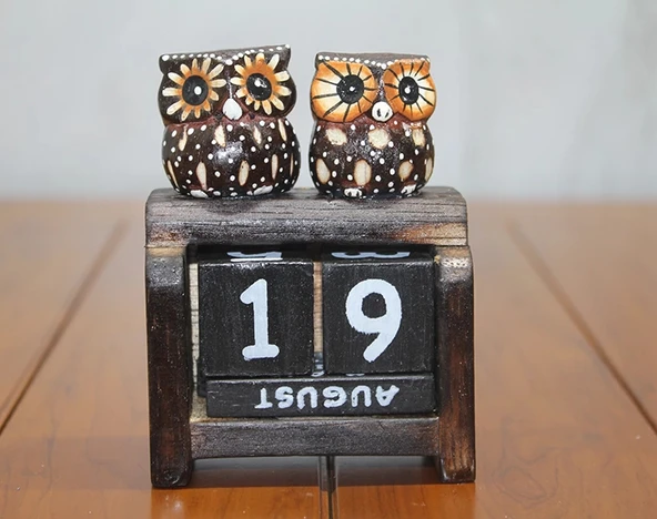 MDB Ahşap Baykuş Takvim Küçük Boy ürün görseli 1