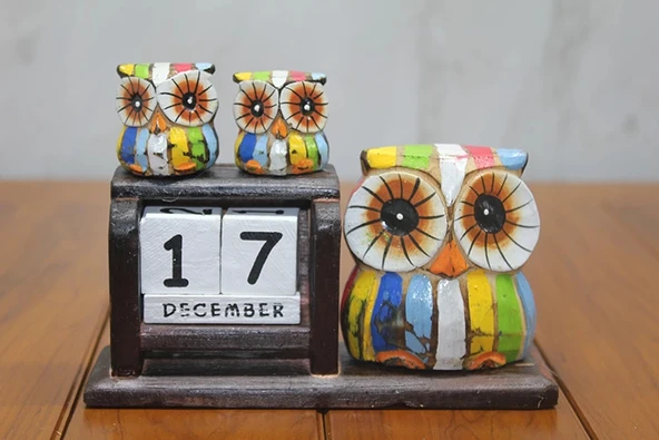 MDB Ahşap Baykuş Takvim Model 2 ürün görseli 1