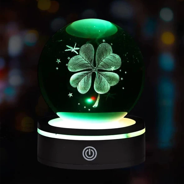 USB'li Yonca Tasarımlı Dönen Cam Küre - 2