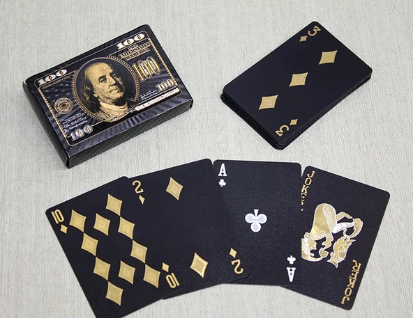 MDB Altın Dolar Tasarımlı Siyah İskambil Oyun Kartı ürün görseli 1
