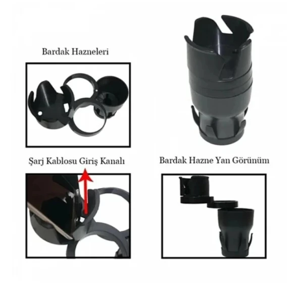 MDB Ayarlanabilir Araç İçi Çoklu Bardak Tutacağı - 4