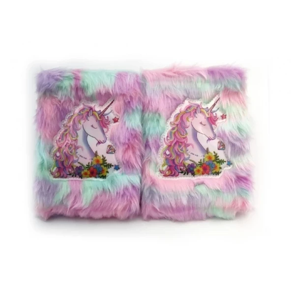 MDB Çiçekli Unicorn Tasarımlı Peluş Hatıra Defteri ürün görseli 1