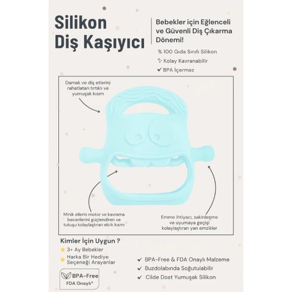 MDB Mavi Bebek Silikon Diş Kaşıyıcı - Resim 3