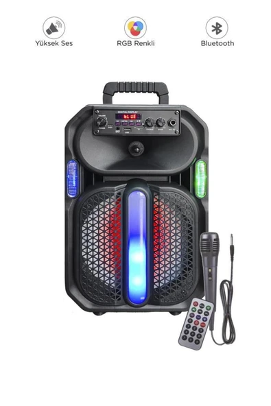 D26 RGB Işıklı Mikrofonlu Kumandalı USB/TF/FM/MIC/BT Bluetooth Hoparlör