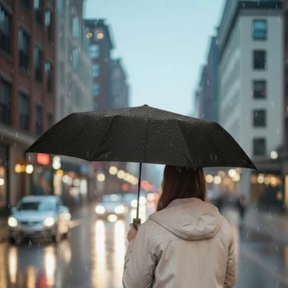 MDB Siyah Kılıflı Otomatik Kompakt Şemsiye - Resim 4