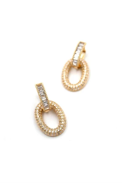 Taşlı Halka Küpe - Rose - 2