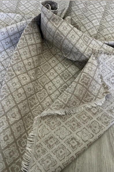 Koltuk Örtüsü Kareli Desenli 170x220 Ebatta Bej - 4