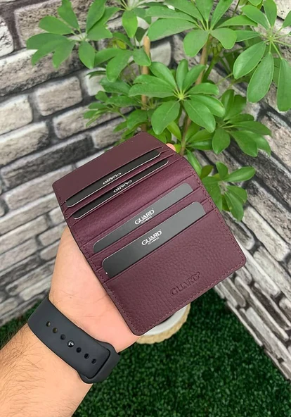 Guard Mürdüm Çıtçıt Kapamalı İkiye Katlı Tasarım Hakiki Deri Kredi Kartlık - GRD251018WT425 ürün görseli