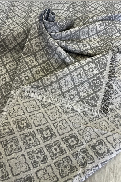 Koltuk Örtüsü Kareli Desenli 170x220 Ebatta Gri - 3