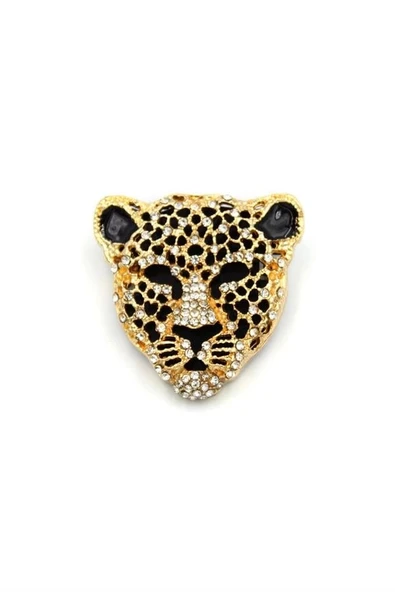 Leopar Broş - Altın - 2