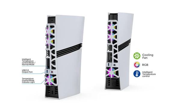 PS5 PRO SOĞUTUCU IŞIKLI RGB FAN DOBE TP5-35153S - Resim 5