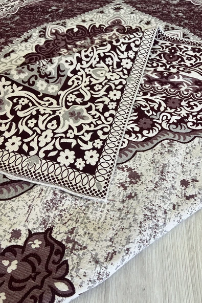 Kilim Savan Çift Taraflı Modern Desenli Yıkanabilir Pamuklu Dokuma 1. Kalite 2x3 Metre Bordo - 2