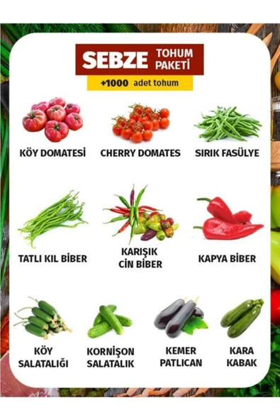 Muka Botanik 10 Çeşit Sebze Tohum Paketi 1000 Tohum ürün görseli