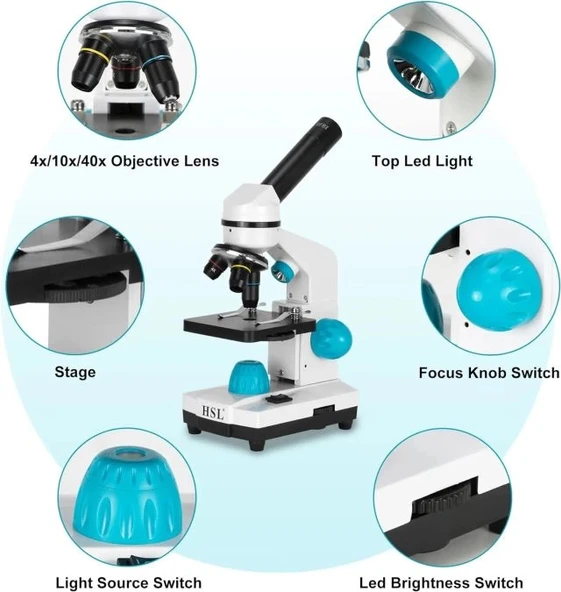 HSL 40X-2000X Bileşik Monoküler Mikroskop - Resim 3