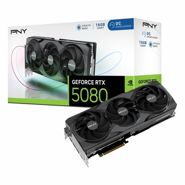 PNY Triple GeForce RTX 5080 OC 16GB GDDR7 256Bit HDMI/DP Ekran Kartı ürün görseli