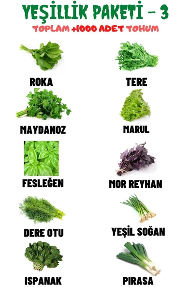 Muka Botanik Yeşillik Paketi - 3, Toplam 10 Çeşit Ve +1000 Adet Muhteşem Yeşillik Tohum Paketi ürün görseli