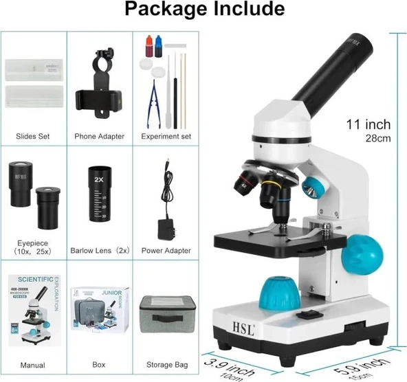 HSL 40X-2000X Bileşik Monoküler Mikroskop - Resim 6