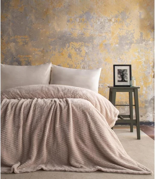 AP Jakarlı Çift Kişilik Ekru Trusty Battaniye 200*220 ürün görseli