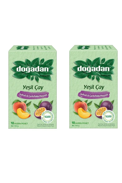 Doğadan Şeftali ve Çarkıfelek Meyveli Poşet Yeşil Çay 18'li x 2 Adet ürün görseli