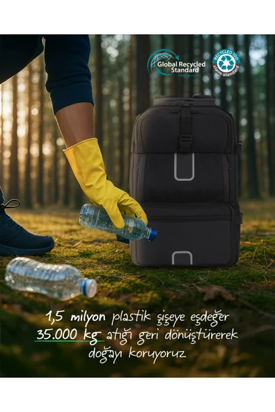 Mack MCE-1205 Explor Eco 34L El Bagajı Seyahat Sırt Çantası, 17.3 inç Laptop Sırt Çantası, Kabin Boy Sırt - 7