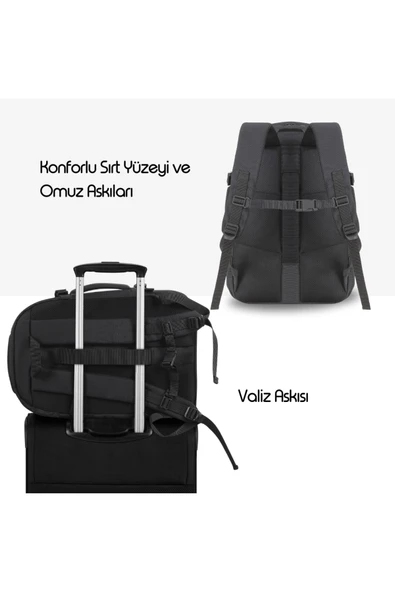 Mack MCE-1205 Explor Eco 34L El Bagajı Seyahat Sırt Çantası, 17.3 inç Laptop Sırt Çantası, Kabin Boy Sırt - 5