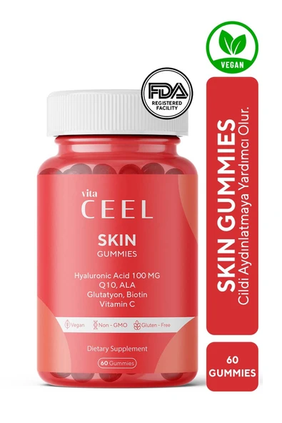 VitaCeel Cilt Aydınlatıcı, Nemlendirici Leke Karşıtı Vegan Gummy Vitamin C, Hyaluronic Acid, Glutatyon, Q10 - 4