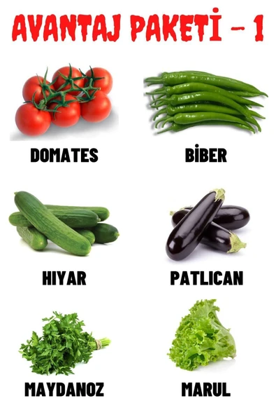Muka Botanik Avantaj Paketi-1 Domates, Biber, Hıyar, Patlıcan, Maydanoz, Marul Tohumları, Toplam +300 Adet Tohum ürün görseli