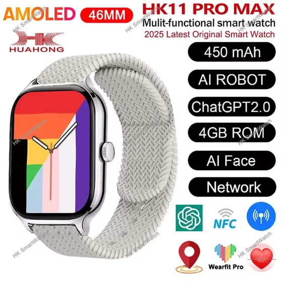 HK11 Pro Max Orıjınal Yeni Seri Güçlu Batarya Amoled Ekran Akıllı Saat Çift Kordonlu ürün görseli
