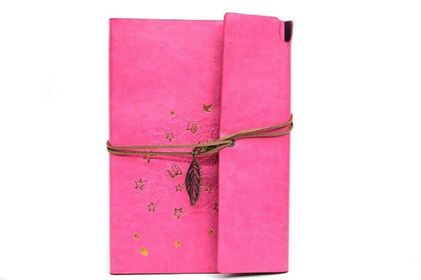 Defter Deri Kaplı Ağaç Baskılı Hediyelik - Resim 3