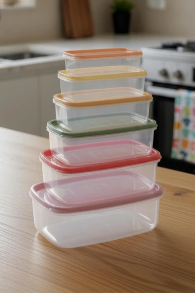 6 lı Renkli Saklama Kabı Seti 3 lt Mutfak Düzenleyici ürün görseli 1