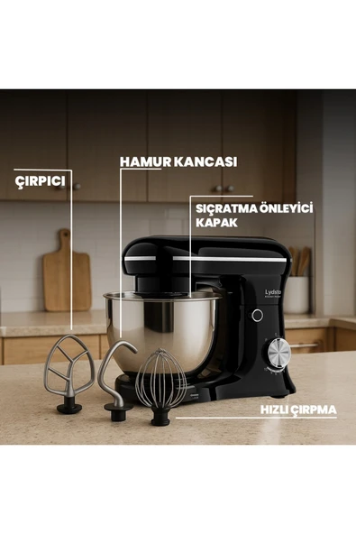 Lydsto Kitchen Helper Pv-4700 1500w-5.2 Litre -10 Kademe Hız Ayarı Stand Mikser Hamur Yoğurma Makinesi Krem - Resim 4