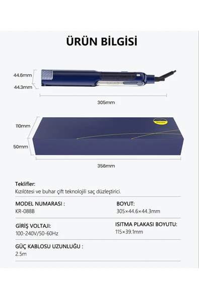 Lydsto Beauty Steam Flow Buharlı Saç Düzleştirici ve Şekillendirici (DarkSlateBlue) - 8