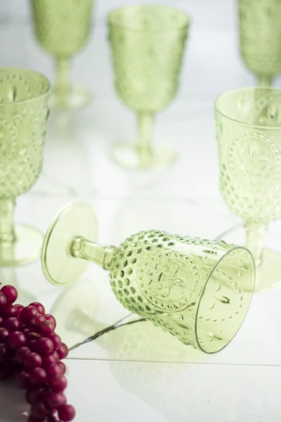 Akrilik Yeşil Tekli Kadeh & Su Meşrubat Kahve Yanı Bardağı 450 ml ( Cam Değildir ) - Resim 3