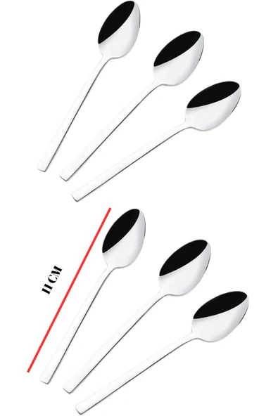 Paslanmaz Çelik 6 lı Çay Kaşığı Seti - 2