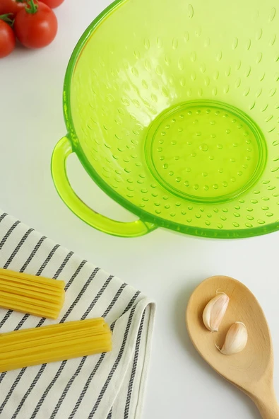 Akrilik Yeşil Makarna Süzgeçi & Sebze Meyve Süzgeçi - Resim 4