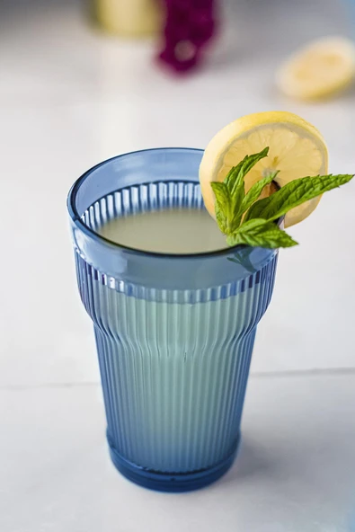 Akrilik Lacivert 6'lı Uzun Bardak & Su Meşrubat Bardağı 400 ml ( Cam Değildir ) - 2