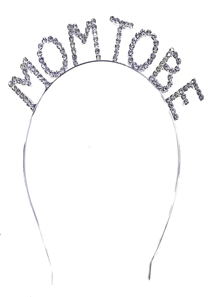 Parti Gümüş Renk Metal Taşlı Mom To Be Taç Baby Shower Anne Tacı - Resim 2