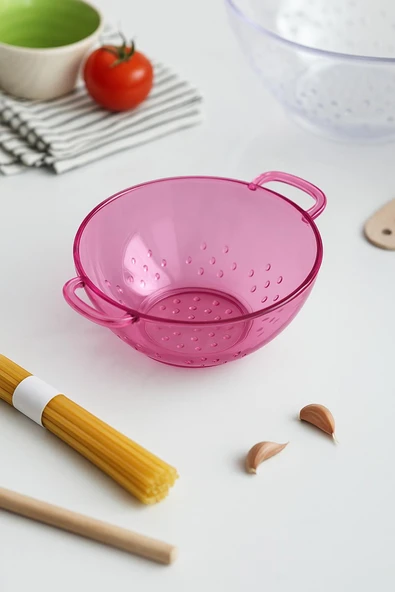 Akrilik Pembe Mini Pirinç Süzgeçi & Bakliyat Süzgeçi (3 SU BARDAĞI ÖLÇÜLÜ) - Resim 2