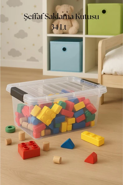 34 L Şeffaf Saklama Kutusu & Düzenleme Kutusu & Oyuncak Kutusu ürün görseli 1