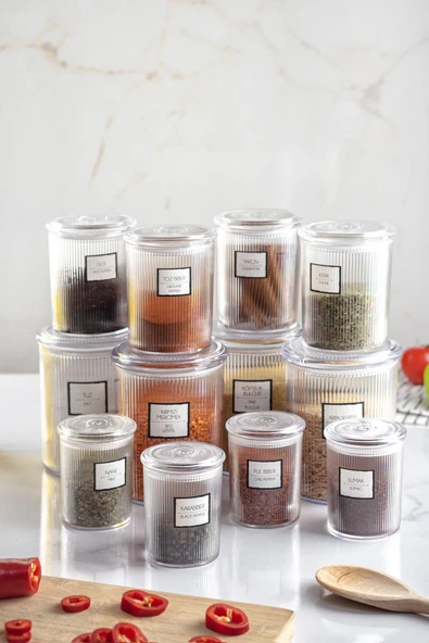 12'li Barok Yuvarlak 3 Boy Kavanoz Seti & Saklama Kabı & Erzak Kabı  (4*1000 ML, 4*500 ML,4*250 ML) - Resim 2