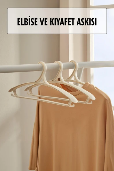 3 Lü Geniş Kıyafet Ve Elbise Askısı Beyaz 43 Cm ASKI ürün görseli 1