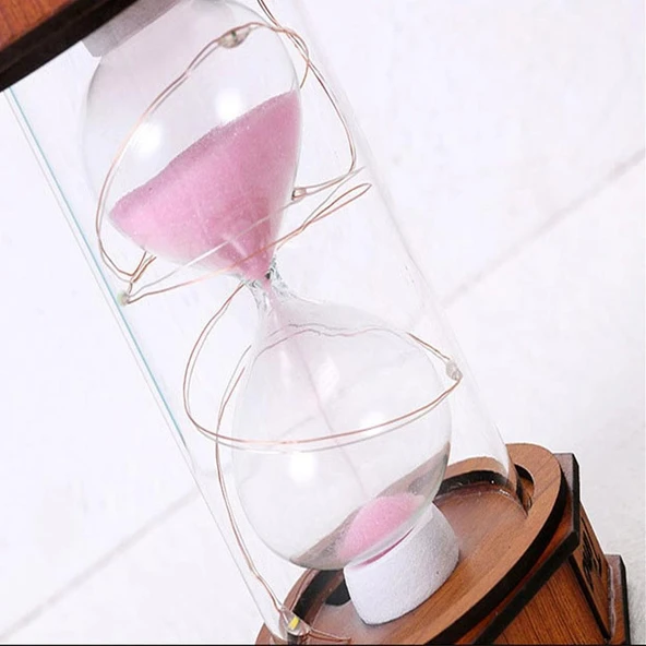 Işıklı Dekoratif Ahşap Kum Saati Dekoratif Hediyelik - Resim 2