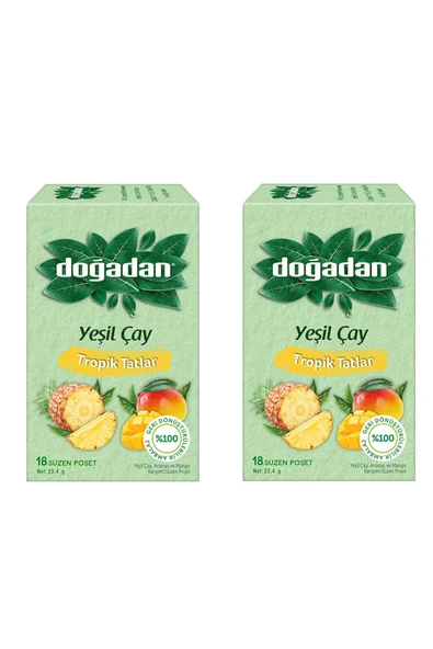 Doğadan Tropik Tatlar Poşet Yeşil Çay 18'li x 2 Adet ürün görseli